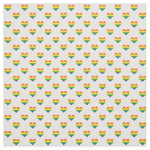 Gay Pride Rainbow Hearts Pattern Fabric
