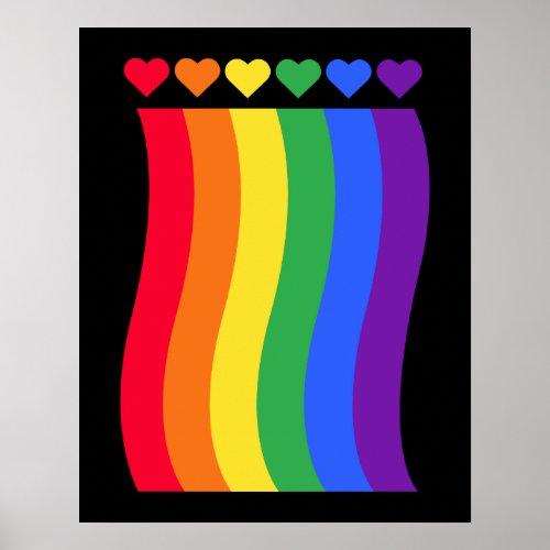 Gay Pride Rainbow Hearts Poster