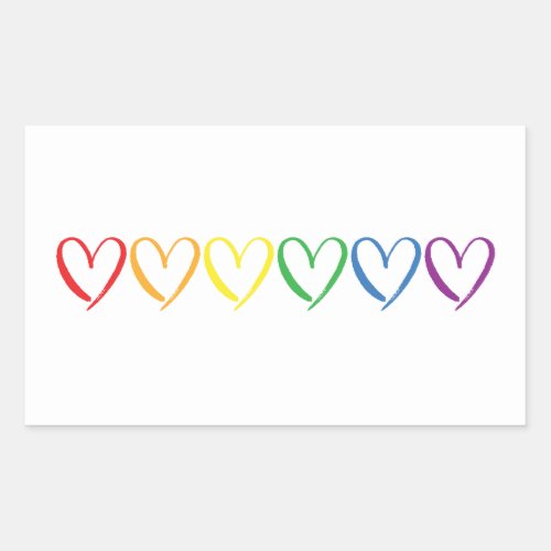 Gay Pride Rainbow Hearts Rectangular Sticker