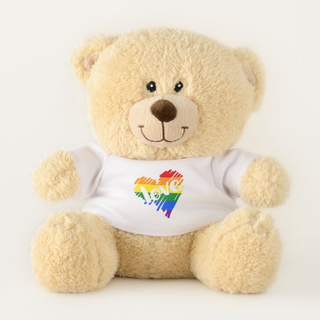 Gay Pride Rainbow LGBT Love heart Teddy Bear (Front)