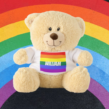 Gay Pride Rainbow Lgbt Personalized Teddy Bear by Neurotic_Designs at Zazzle