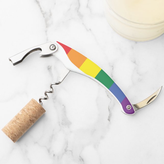 Gay Pride Rainbow LGBT Waiter's Corkscrew (Front)