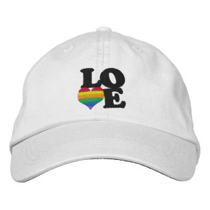 Gay Pride Rainbow Love Heart Embroidered Baseball Cap