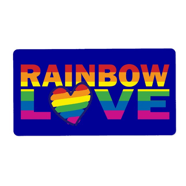 Gay Pride Rainbow Love Heart Label (Front)