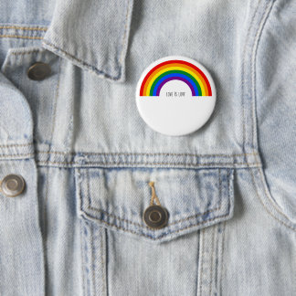 Gay Pride Rainbow. Love is Love. Button