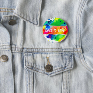Gay Pride Rainbow Love Is Love Button