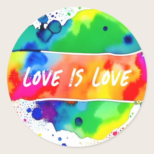 Gay Pride Rainbow Love Is Love Classic Round Sticker