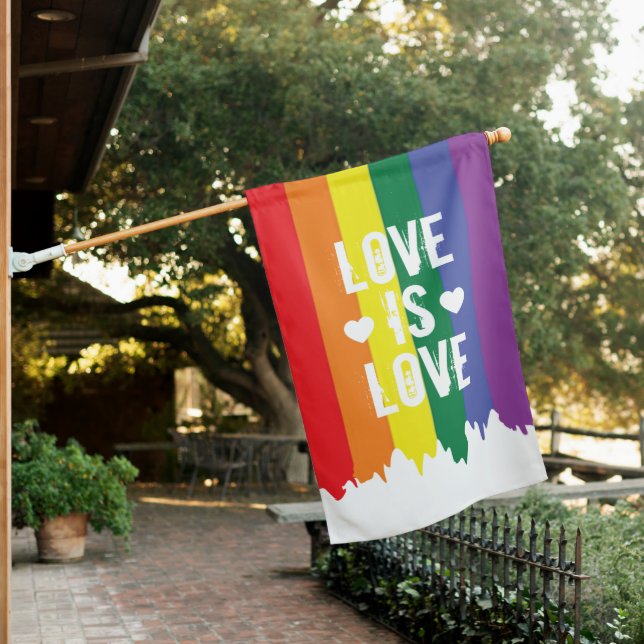 Gay Pride Rainbow Love is Love Flag Running Paint (In SItu)