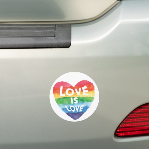 Gay Pride Rainbow Love is Love Heart  Car Magnet