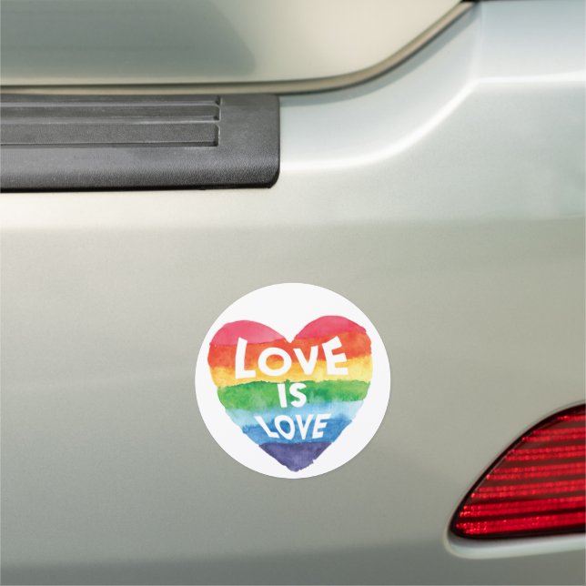 Gay Pride Rainbow Love is Love Heart  Car Magnet (In Situ)