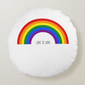 Gay Pride Rainbow. Love is Love. Round Pillow