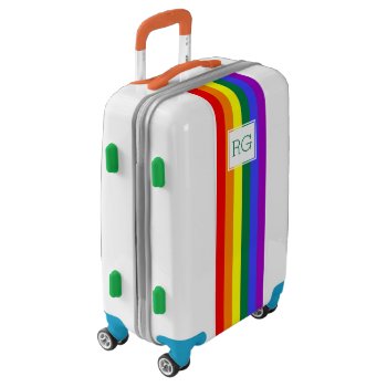 Gay Pride Rainbow Monogrammed Luggage by Neurotic_Designs at Zazzle