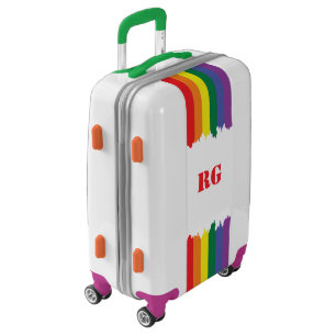 Gay Pride Rainbow Monogrammed Paint Drip Designer Luggage