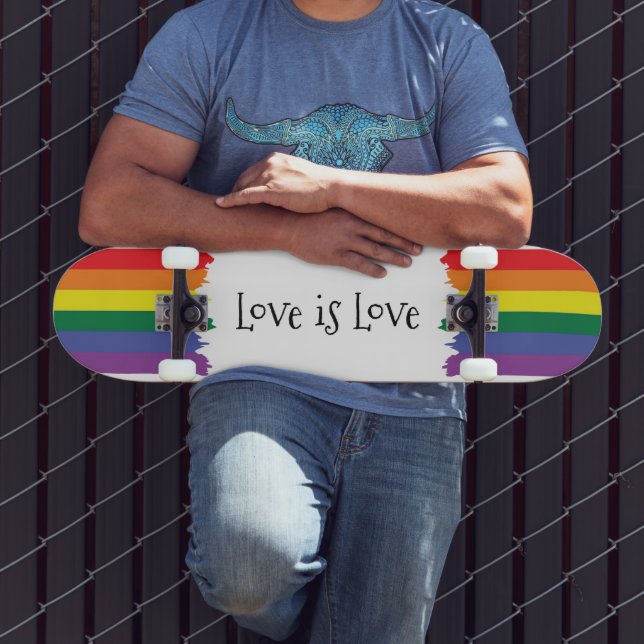 Gay Pride Rainbow Paint Themed Flag Love is Love Skateboard (Outdoor 3)