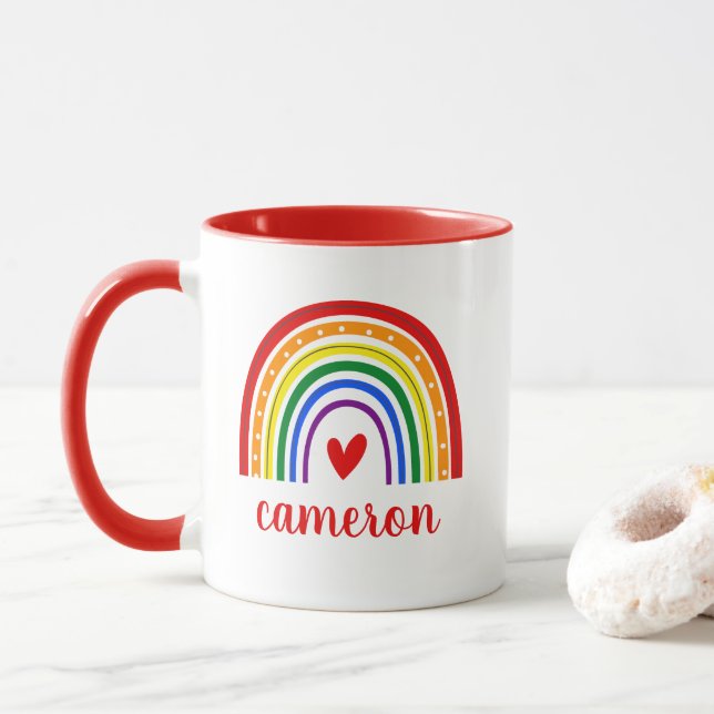 Gay Pride Rainbow Personalized Mug (With Donut)
