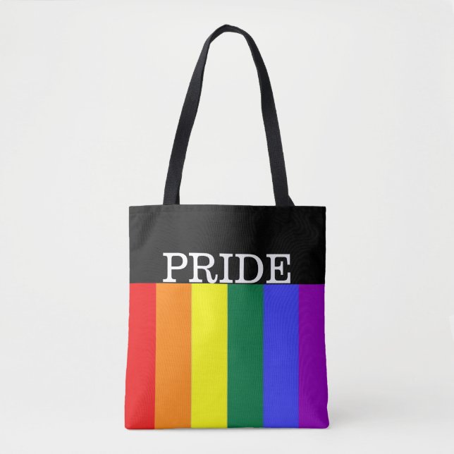 Gay Pride Rainbow Personalized Tote Bag (Front)