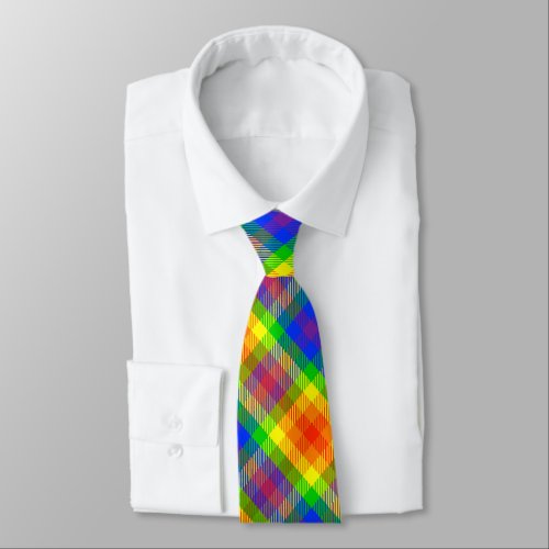 Gay Pride Rainbow Plaid Business Work Office Neck Tie