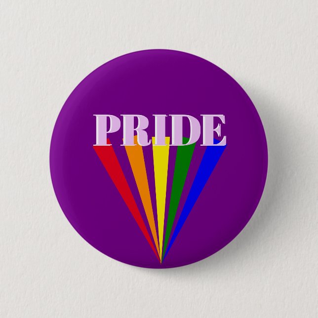 Gay PRIDE rainbow rays typography purple Button (Front)