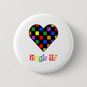 Gay Pride Rainbow Single Af Valentines Day Sarcas  Button