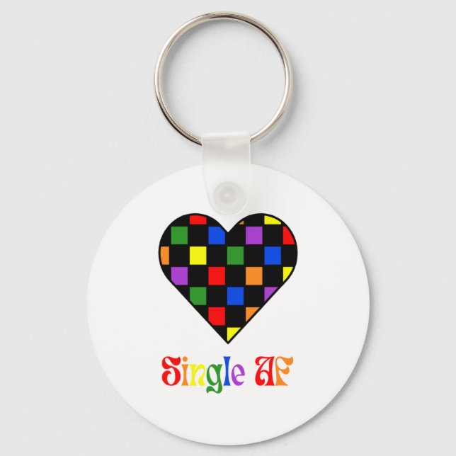 Gay Pride Rainbow Single Af Valentines Day Sarcas  Keychain (Front)