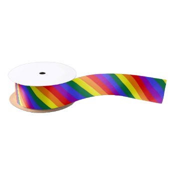 Gay Pride Rainbow Striped Satin Ribbon by Neurotic_Designs at Zazzle