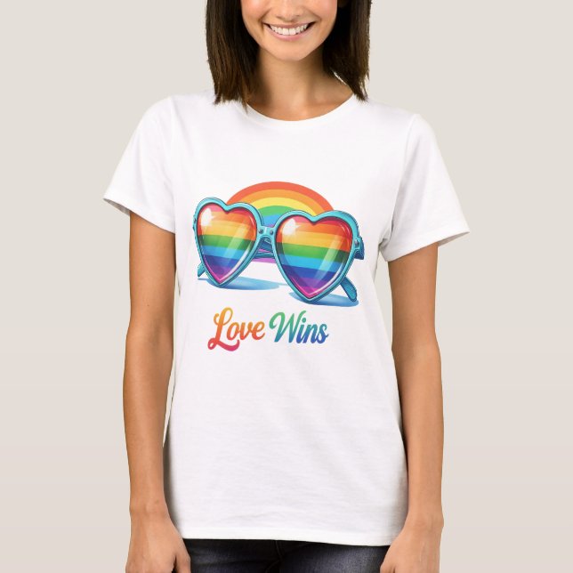 GAY PRIDE RAINBOW SUNGLASSES T-Shirt (Front)