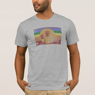 Gay pride Rainbow sunset distressed t-shirt
