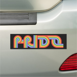 Gay Pride Rainbow Text Car Magnet