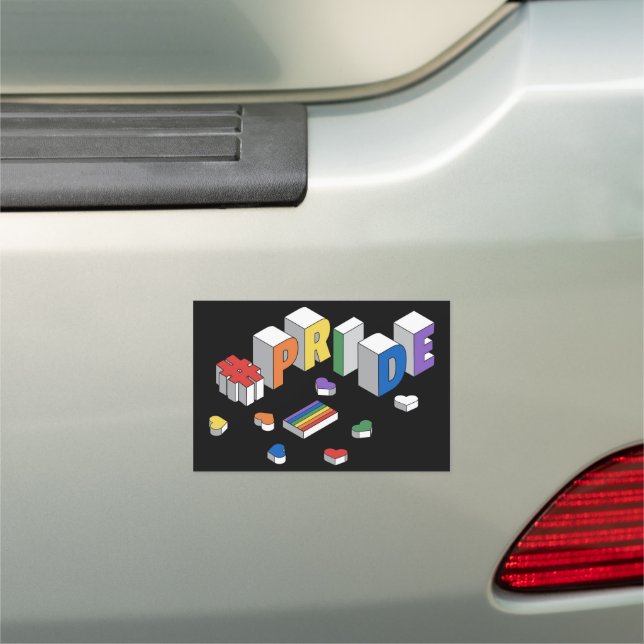 Gay #Pride | Rainbow Text Car Magnet (In Situ)