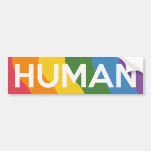 Gay Pride Rainbow Text Human Bumper Sticker