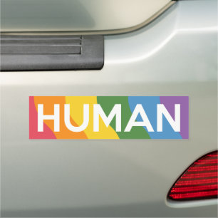 Gay Pride Rainbow Text   Human Car Magnet