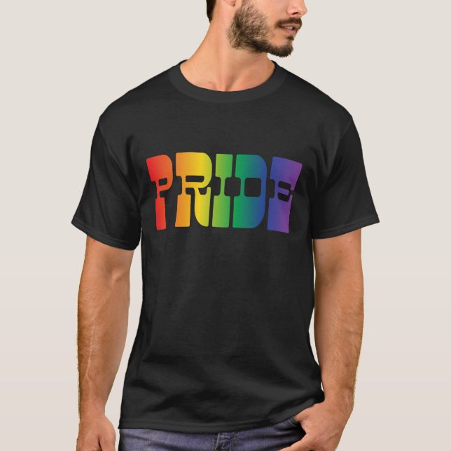 Gay Pride Rainbow Text T-Shirt (Front)