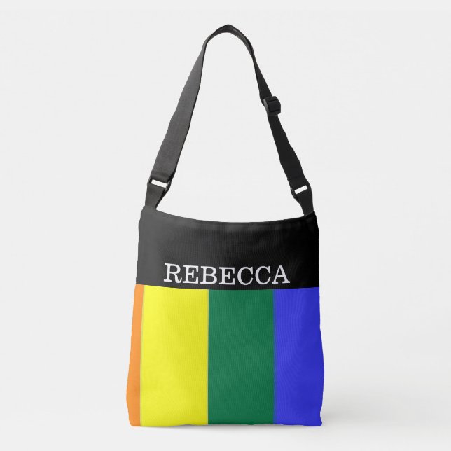 Gay Pride Rainbow Unique Personalized Crossbody Bag (Front)