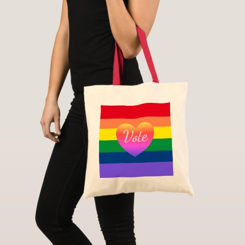 Gay Pride Rainbow Vote LBGTQ 2024 Election Tote Bag