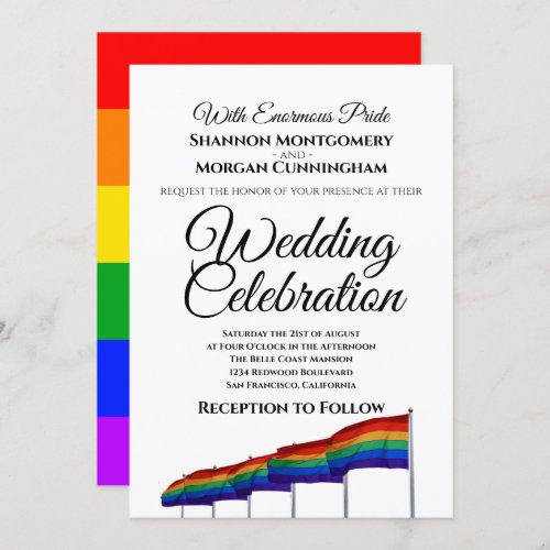 Gay Pride Rainbow Wedding Invitation _ Black Text