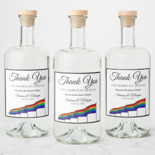 Gay Pride Rainbow Wedding Liquor Bottle Label
