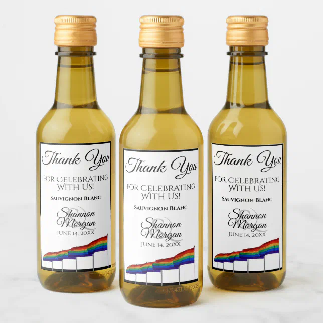 Gay Pride Rainbow Wedding Mini Wine Bottle Label | Zazzle