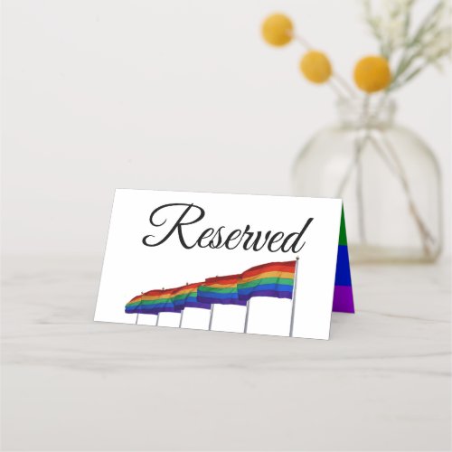 Gay Pride Rainbow Wedding Reserved Place Card