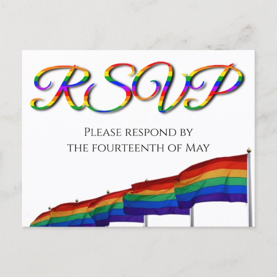 Gay Pride Rainbow Wedding RSVP Postcard | Zazzle.com