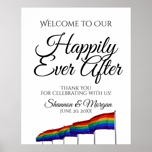 Gay Pride Rainbow Wedding Welcome Sign (Front)