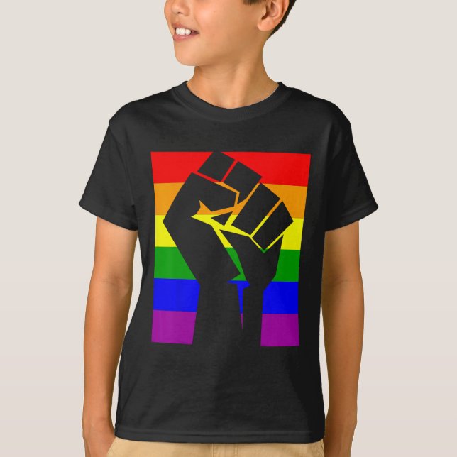 Gay Pride Resist Fist Rainbow Flag Lgbtq Shirt  (Front)