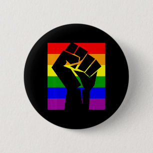 Gay Pride Resist Fist Rainbow Flag Lgbtq Shirt  Button