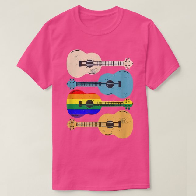 Gay Pride Retro Guitars, Guitar Lovers LGBTQ  T-Shirt (Design Front)