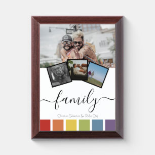 Gay Pride Retro Rainbow Personalized Family Award Plaque