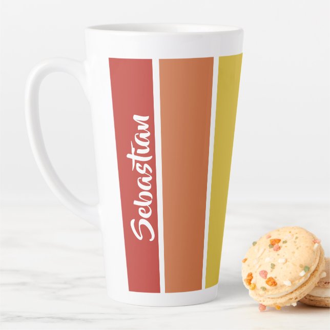 Gay Pride Retro Rainbow Personalized Latte Mug (In Situ)
