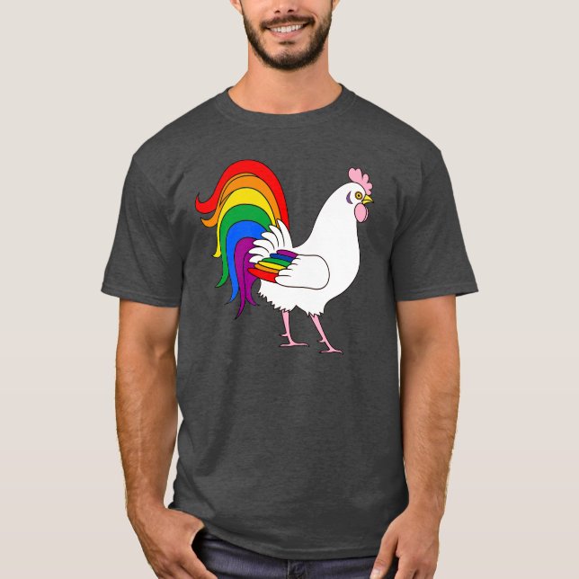Gay Pride Rooster T-Shirt (Front)