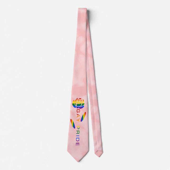 Gay Pride Rose Rainbow Flag  Neck Tie (Front)