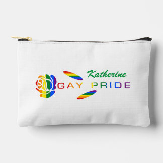 Gay Pride Rose Rainbow Flag Personalized Name Accessory Pouch
