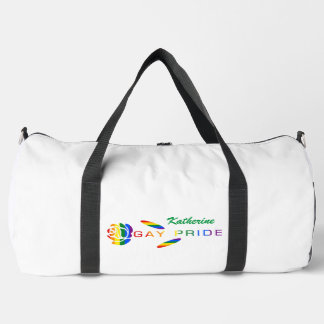 Gay Pride Rose Rainbow Flag Personalized Name Duffle Bag