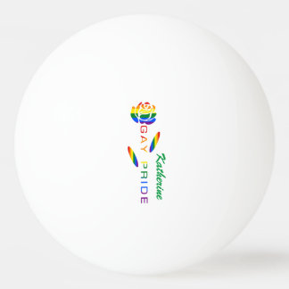 Gay Pride Rose Rainbow Flag Personalized Name Ping Pong Ball